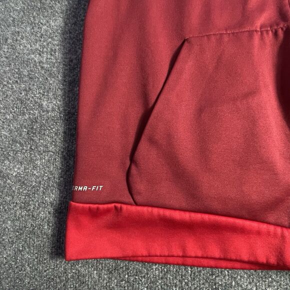 Nike Therma-Fit Hoodie XL Red Maroon Colorblock Sweatshirt Jacket Men’s Training - Picture 4 of 14